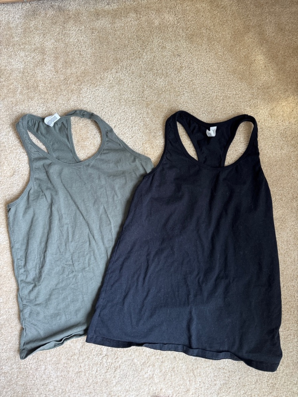 Bella Canvas Black and Olive Racerback Tank Tops